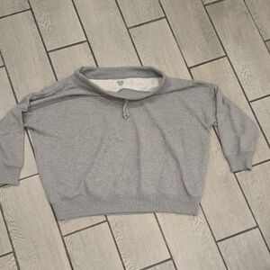 Aerie Grey Mock Neck Drawstring Pullover Sweatshirt Women's Large‎